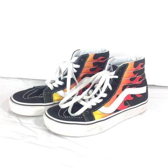 vans high tops with flames